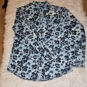INC International Concepts Coastal Wash Floral Button Down Shirt – Size Small
